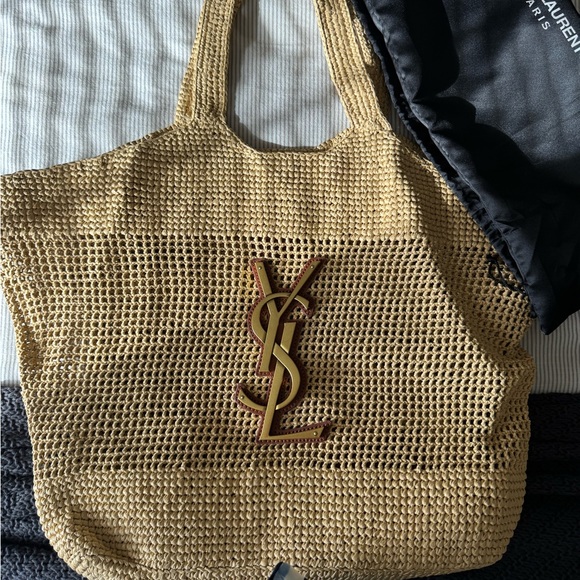 Yves Saint Laurent Handbags - Yves Saint Laurent Tan Woven Tote Bag